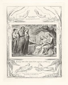 Iedereen gaf hem ook een stuk geld, 1825 door William Blake